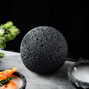 Assiette Créative de Cuisine Moléculaire, Bol Rond en Pierre Volcanique, Plat de Service Noir, Bols à Soupe, Bol <span class=keywords><strong>Planète</strong></span> - Product Image 2