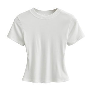 Spring and Summer Slim Solid Color Short Sleeve Round Neck Women's Simple Casual <b>Top</b> T-Shirt Fashion - Product Image 4