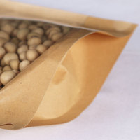 Pochettes debout en papier kraft brun pour emballage alimentaire avec sac d'emballage refermable à fermeture à glissière transparente pour fenêtre avant