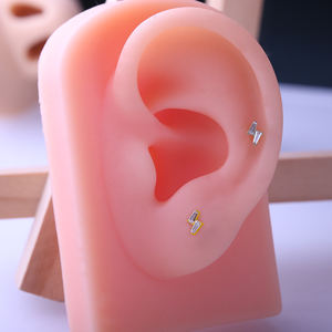 Anillos de Labio YS Engagement, Piercing Labret, Joyería Corporal de Titanio, Chapado en Oro de 24K, Zirconia Cúbica Baguette, Parte Superior con Rosca Interna, Pendiente para Nariz - Product Image 5