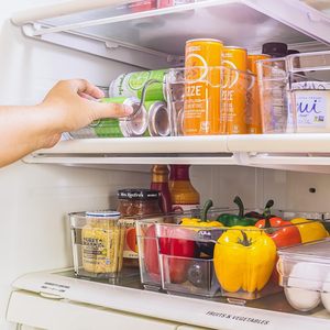 Wholesale Refrigerator food Organizer Bins Save Space Kitchen Organizer Plastic Clear Fridge Organizer