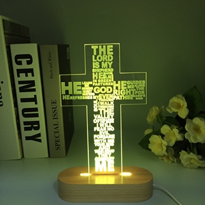 Lampe de <span class=keywords><strong>nuit</strong></span> en bois avec inscription biblique, poème, croix chrétienne, LED, <span class=keywords><strong>pour</strong></span> décoration d'église, cadeau <span class=keywords><strong>pour</strong></span> chambre à coucher chrétienne, lampe de table, livraison directe - Product Image 1
