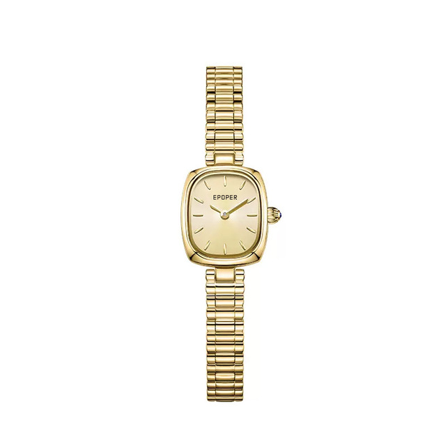 OEM Luxury Brand Women's Waterproof Watch Golden Stainless Steel Band Japan Quartz Wristwatch featuring Elegant Art Design Glass