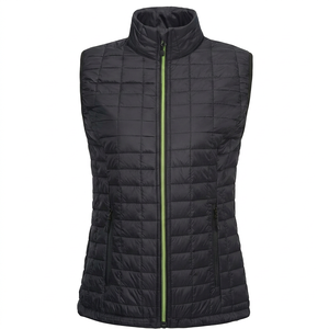 Chaleco acolchado negro sin mangas para mujer con cuello alto y cierre de cremallera para el invierno, ropa informal cálida - Product Image 1