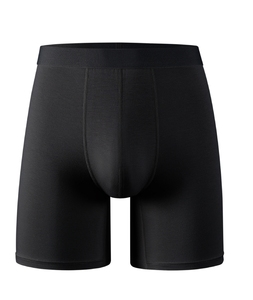 Caleçons longs pour hommes en fibre <span class=keywords><strong>de</strong></span> bambou, taille XL, mi-haute, noirs, tricotés, antibactériens, pour le sport et les loisirs - Product Image 2