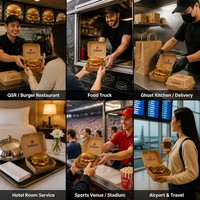 Boîte à hamburger en papier imperméable et résistante à l'huile, boîte à hamburger jetable imprimée pour l'emballage de collations