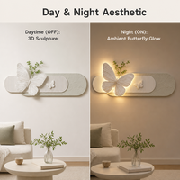 Art mural moderne en relief 3D avec papillons, panneau cannelé horizontal éclairé par LED, peinture LED pour salon, hôtel, projet, vente en gros