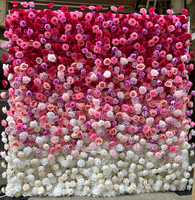 Mur de fleurs artificielles fait main pour mariage et Saint-Valentin, 2,4 m x 2,4 m, roses en tissu blanc, violet et rose, décoration murale 3D