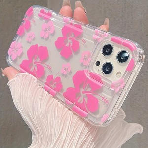 Dễ thương màu hồng hoa in sốc hấp thụ chống mùa thu Bumper TPU điện thoại di động Bìa trường hợp đối với iPhone x XR XS max 11 12 13 14 15 16 17 - Product Image 3