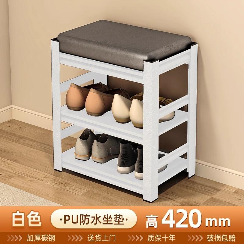 Banco zapatero blanco, 40 cm de largo x 30 cm de ancho x 42 cm de alto.
