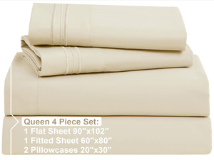 Sábanas de color <span class=keywords><strong>Beige</strong></span> de lujo para Hotel, ropa de cama Extra Suave, doble cepillado, tamaño Queen - Product Image 3
