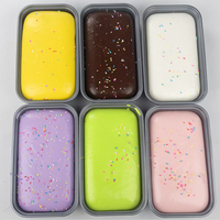 Jouet Squishy Gâteau de Simulation en PU à Rebond Lent, Anti-Stress, Jouet Fidget avec Confettis Colorés, Jouet à Presser en Boîte pour Enfants, Cadeau