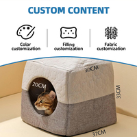 SUREWALHOME Lit-caverne pour chats d'intérieur jusqu'à 7 kg, 37x33x30cm, 3 en 1, tente pliable en microfibre, maison-caverne chaude pour chat, canapé-lit pour chat