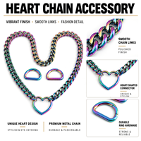 Collier long cubain unisexe de luxe, style Hip-hop Punk Rock, avec anneau en forme de cœur, petite chaîne réglable et fermoir à ressort en D détachable