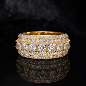 Hip Hop Iced 925 Silver Gold Plated VVS Moissanite GRA Rapper Dazzling Sparkly Eternity Band <b>Ring</b> <b>Men</b> Luxury - Product Image 5