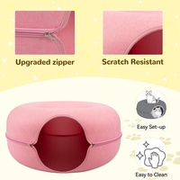 Lit tunnel pour chat en feutre 2 en 1, maison-caverne pour chat, lit pour animaux de compagnie en feutre avec fermeture éclair amovible pour chats d'intérieur