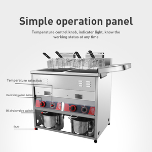 Machine à frites en acier inoxydable 2 réservoirs 2 paniers Friteuse commerciale à chips Friteuse à gaz - Product Image 3