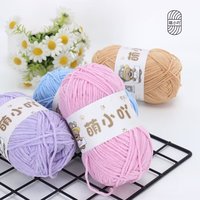 Factory Wholesale 50g Crochet Yarn Super Thick 100% Polyester Chenille Knitting Doll Yarn High Tenacity with Dyed Pattern