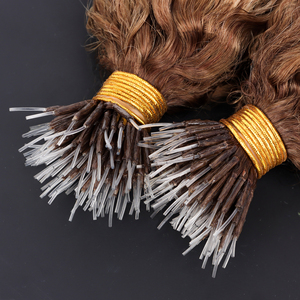2023 nuevo cabello humano indio crudo F punta <span class=keywords><strong>Remy</strong></span> cutícula alineada 12A extensión de cabello con punta de plástico rizado - Product Image 6