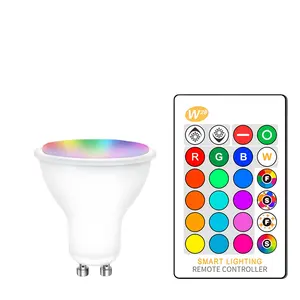 Foco LED inteligente regulable GU10 RGB con control remoto colorido y alto brillo, Bombilla LED de 8W de 2"