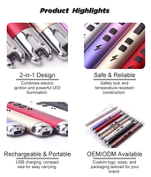 Briquet électrique à arc USB rechargeable en acier moderne, sans flamme, coupe-vent, avec interrupteur de sécurité, longue portée, pour voyage, écologique, pour barbecue