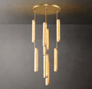 Lámpara Colgante Redonda de Alabastro Español para Sala de Estar, Dormitorio, Hotel, Moderna, Minimalista, Lujosa, Araña de Cobre para Escalera - Product Image 4