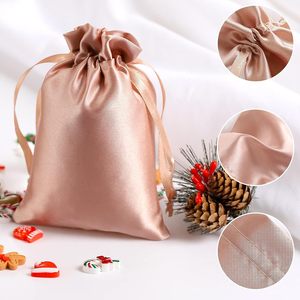 Sacs en satin rose à cordon pour cadeaux, bijoux et perruques, personnalisables avec logo, réutilisables, vente en gros - Product Image 2