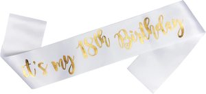 Va bene il nastro del 50 ° compleanno con fusciacca in lamina d'oro stampata a doppia faccia 100% poliestere timbrato 'è il mio 50 ° compleanno' - Product Image 2