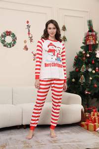 ชุดนอนครอบครัวลายการ์ตูนสโนว์แมนนุ่มสบายสำหรับฤดูหนาว แขนยาว ชุดคริสต์มาสสำหรับพ่อแม่ลูก ขายส่ง - Product Image 2