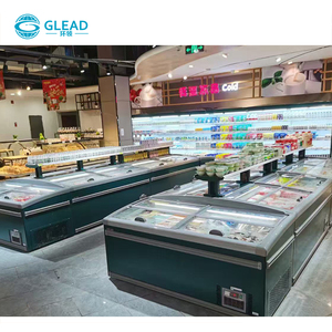 Lemari es komersial Supermarket menampilkan lemari es tampilan kulkas makanan laut beku pintu kaca Freezer - Product Image 1