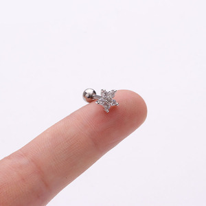Komi Orecchini In Acciaio Inox 2020 Oro Argento Orecchini Della Vite Prigioniera della Stella della Luna Croce Orecchini Di Cristallo Zircone Unisex Anti Allergico - Product Image 5