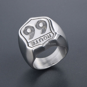 Real U Anillos de joyería de moda Joyería de acero inoxidable Plata <span class=keywords><strong>Ruta</strong></span> histórica <span class=keywords><strong>66</strong></span> Anillos de EE. UU. Para Niños Anillos de sello para hombres - Product Image 4