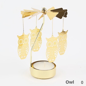 Gold Rotating Carousel Candle Holder Metal Thermal Revolving Windmill Candlestick Creative Wedding Gift Table Decor Ornament - Product Image 2