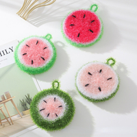 FF6177 Éponge de nettoyage ménagère réutilisable en forme de pastèque, à suspendre, style fruit mignon, tampon à récurer pour cuisine