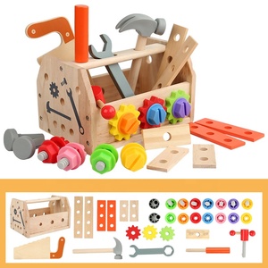 Jouets éducatifs d'intelligence : Boîte à <span class=keywords><strong>outils</strong></span> en bois de simulation avec panier et jeu de vis et écrous - Product Image 2