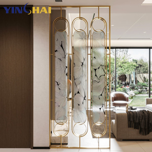 Divisorio in Acciaio Inox Personalizzato per Soggiorno, Pannello Divisorio Dorato per Ingresso - Product Image 4
