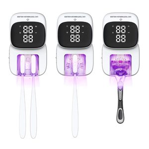 Hands-free wave induction Automatic open cover <b>LED</b> <b>clock</b> display OEM/ODM toothbrush sanitizers Sanitizers holder - Product Image 6