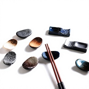 Japandi Style Eco-Friendly Ceramic <b>Chopsticks</b> Stand Black Smooth Surface Small <b>Holder</b> for Party & Restaurant Use - Product Image 4