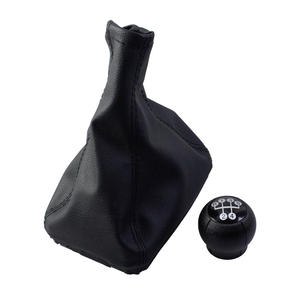 Pommeau de levier de vitesse en cuir noir pour Opel Corsa, 5 vitesses, avec cache anti-poussière, design ergonomique pour voitures européennes - Product Image 1