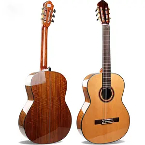 新销售中国制造商来样定做级实心云杉顶胡桃木背低价39英寸全尺寸古典吉他批发