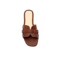 Chaussures plates en cuir PU pour femmes, ligne de chaussures décontractées d'extérieur, sandales H-shaped haut de gamme pour femmes, confortables