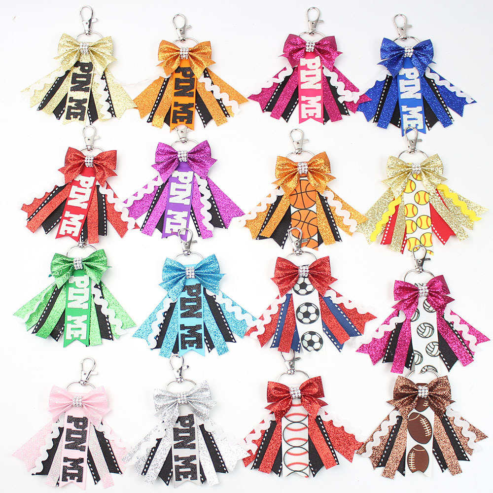 Nœud Cheerleading Pailleté Blanc 7x8 Pouces - Nom D'équipe Personnalisable - Fait Main