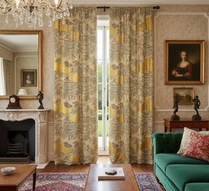Premium Oriental Floral Window <b>Curtains</b> Dense Floral Panel 70% Light Blocking Printed Fabric Drapes for Living Room Bedroom - Product Image 4