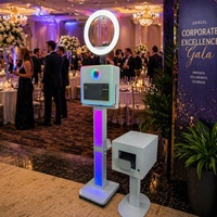 Cabina de Fotos con Soporte de Luz LED de Fácil Instalación, Pantalla Táctil LCD de 15.6 Pulgadas, Cabina de Fotos DSLR con Opción de Soporte para Impresora