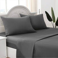 Ensemble de literie en microfibre pour hôtel personnalisé 4 pièces Queen Size 300tc fils couleurs unies draps en polyester