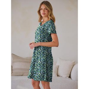 Vestido Mini de Verano para Mujer FOXA, Estampado Floral, Cuello en V, Manga Corta, Línea A, Transpirable, de Chifón, para Playa, Vacaciones, Uso Casual - Product Image 2