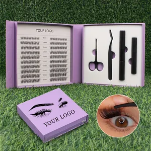 New Private Label Individual Faux Mink 3d Effect Lash Segment Natural Cluster Lashes DIY Eyelash Extension Kit