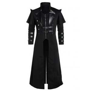 Anime médiéval Cosplay Costumes vêtements pour hommes Vintage noir longue veste gothique Steampunk Punk Trench <span class=keywords><strong>Noble</strong></span> chevalier vêtements - Product Image 6