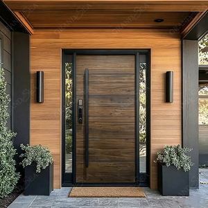 <span class=keywords><strong>Porte</strong></span> <span class=keywords><strong>d</strong></span>'<span class=keywords><strong>entrée</strong></span> pivotante en chêne massif pour villa américaine moderne, avec cadre en <span class=keywords><strong>aluminium</strong></span>, pour maison - Product Image 4