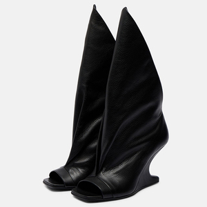 Sandali Estivi Open Toe in Camoscio con Zeppa Alta, <span class=keywords><strong>Stivaletti</strong></span> Sexy da Donna con Taglio a V, Slip-on, <span class=keywords><strong>Stivaletti</strong></span> Corti - Product Image 2